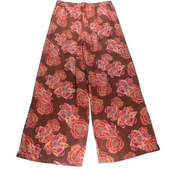 LOFT Boho Floral Linen Blend Wide-Leg Pants | Retro 70s Style Statement *SZM - Picture 2 of 11